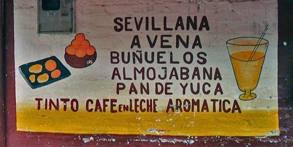 Cartel de una tienda de comida en el Huila