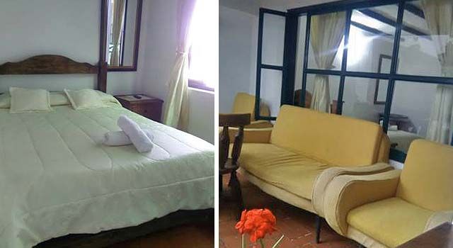 habitación y salón del hotel