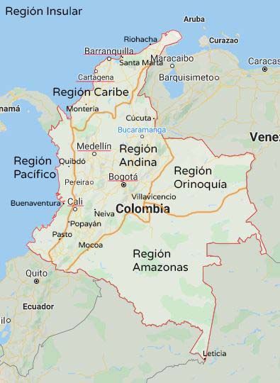 Regiones y Ciudades más importantes de Colombia