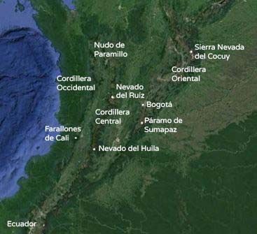 Mapa de la región Andina de Colombia