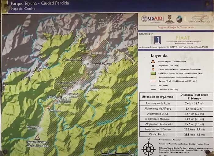 Mapa del camino de Ciudad Perdida